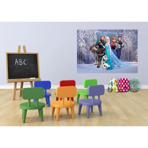 Disney Eiskönigin Fototapete in Lila/Blau (160x110cm) im Kinderzimmer.