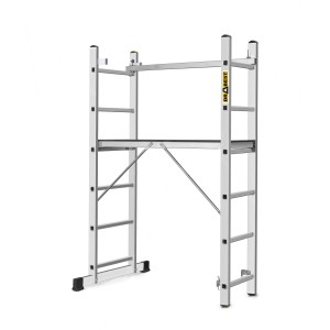 DRABEST Kleingerüst 2 x 6 Sprossen aus Aluminium, vielseitig als Arbeitsgerüst oder Leiter nutzbar.