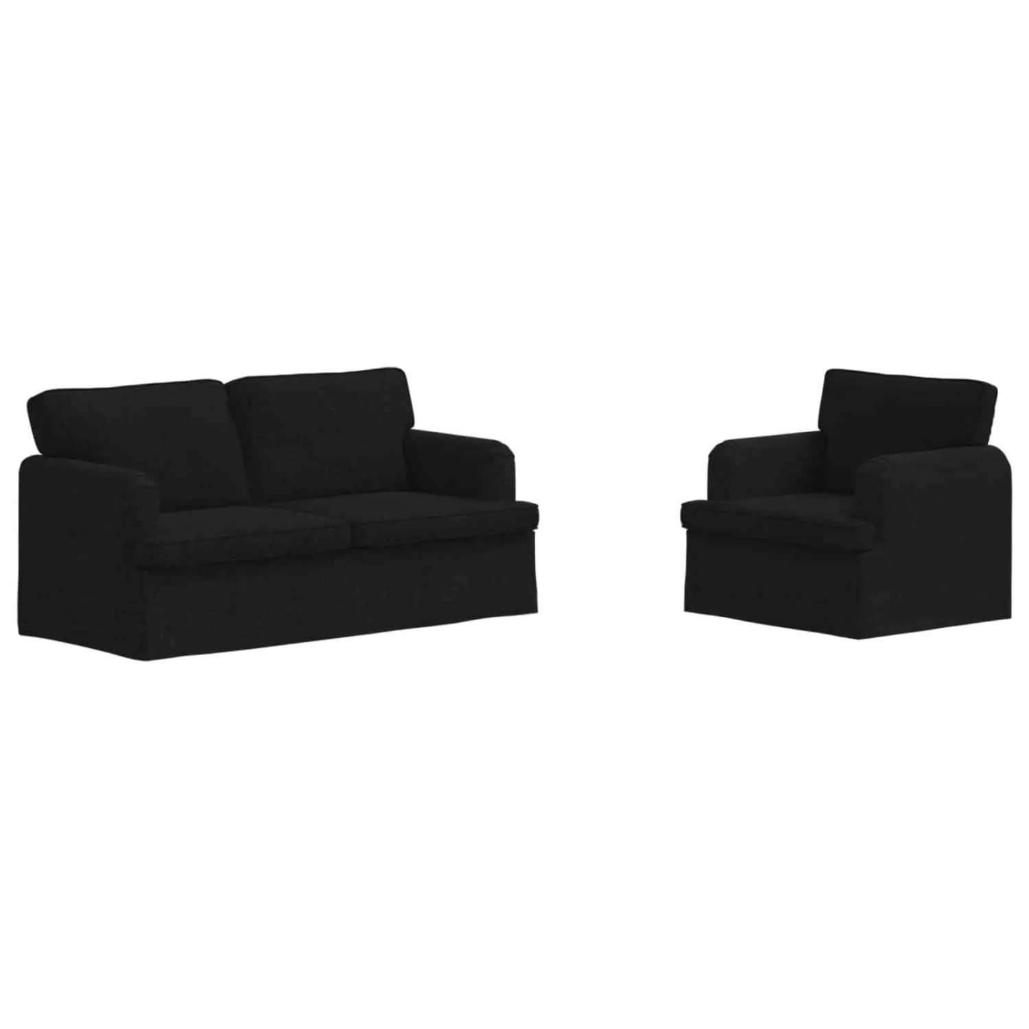 vidaXL Sofa 2-Tlg Schwarz 162 x 80 x 85 cm Stoff 3407562