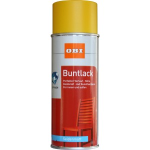 OBI Buntlack Spray RAL 1023 Verkehrsgelb, seidenmatt, 400ml Dose.