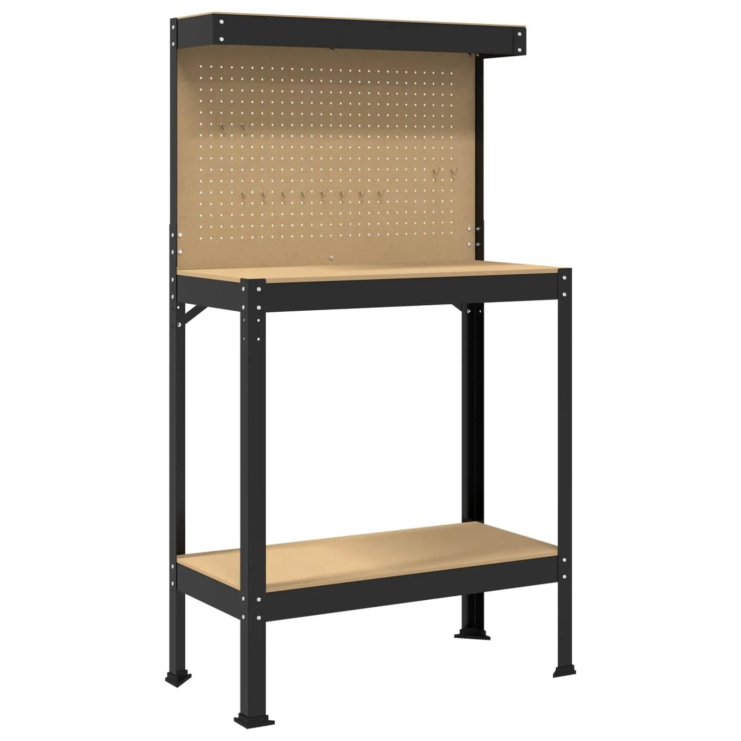 vidaXL Werkbank Schwarz 81 x 41 x 145 cm Sperrholz und Metall 42020131