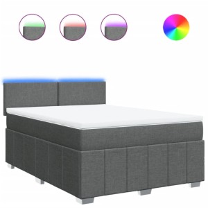 vidaXL Boxspringbett mit Matratze Dunkelgrau 160x200 cm Stoff 3289413