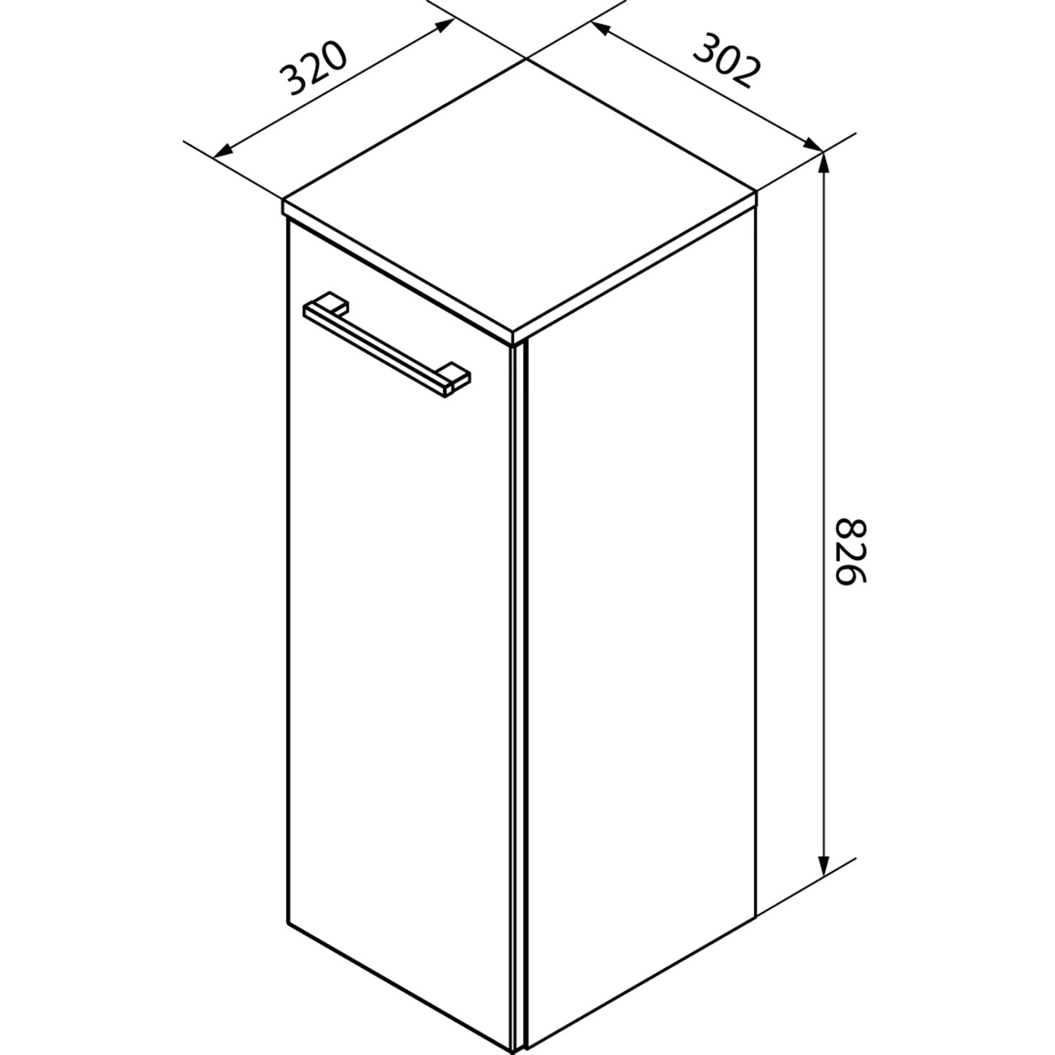 Fackelmann Verona Hängeschrank rechts, 30cm, Weiß Glanz/Hochglanz, Badmöbel