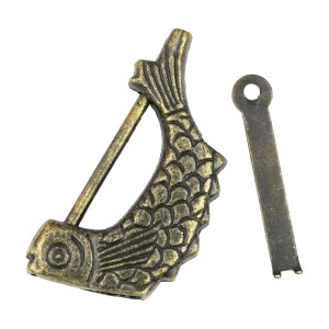 HMF 6491-FIS-23 Antikes Chinesisches Deko Vorhängeschloss Fisch 60 x 30 x 8 mm