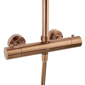 Swiss Aqua Technologies Duschsystem Aurum mit Thermostatbatterie Kopfbrause 25CM Rosegold Gebürstet