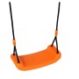 Orangefarbener Kettler Einzelschaukel-Sitz mit schwarzen Seilen. Ideal für Garten & Spielplatz.