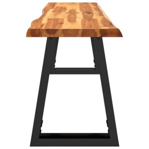 vidaXL Bank mit Baumkante, 140 cm, Akazie Massivholz, U-förmige Stahlbeine.