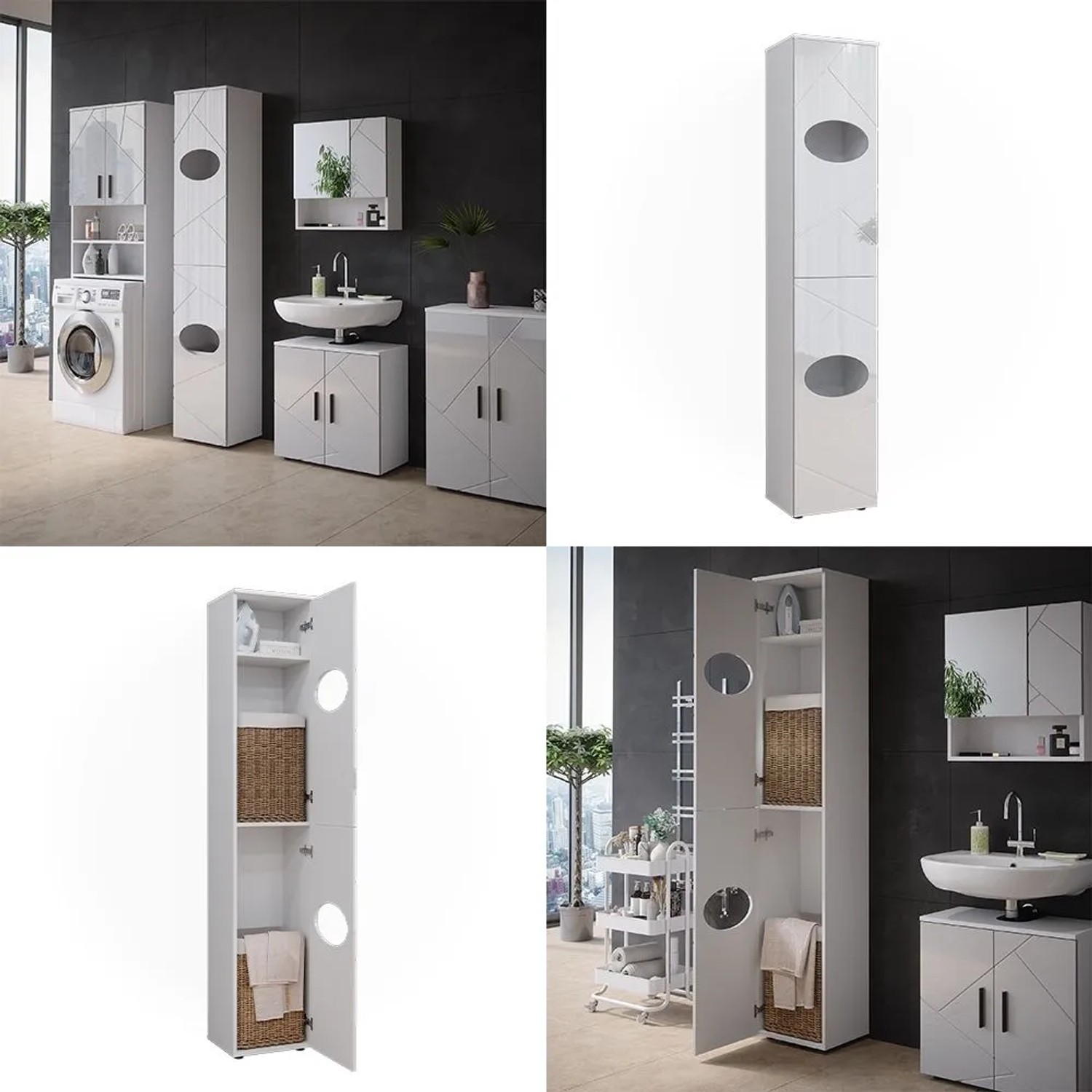 Vicco Badezimmer Hochschrank Irma Weiß 37 x 192 cm kaufen bei OBI