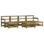 7-teiliges Garten-Lounge-Set aus imprägniertem Kiefernholz, bestehend aus Sofas und Hockern.