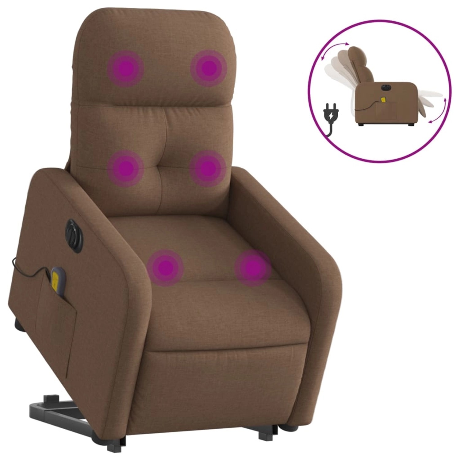 vidaXL Elektrischer Massagesessel mit Aufstehhilfe Braun Stoff Modell 12 günstig online kaufen