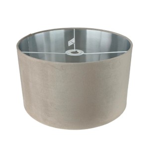 Taupefarbener Lampenschirm aus Samt, rund, Ø 38 cm, für Pendelleuchten.