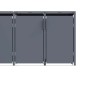 Anthrazitfarbene Mülltonnenbox aus Metall für 3 Mülltonnen. Moderne, stilvolle Lösung für den Außenbereich.