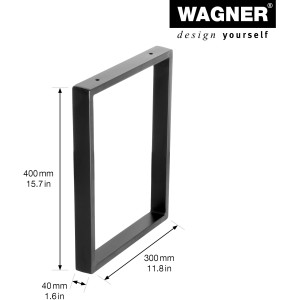 Schwarzer Wagner Designrahmen (400x300 mm) aus pulverbeschichtetem Stahl für DIY Möbel.