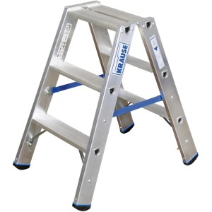 Krause Stabilo Stufen-Doppel-Leiter mit 2x3 Stufen, aus Aluminium, für den sicheren Einsatz im Innenbereich.