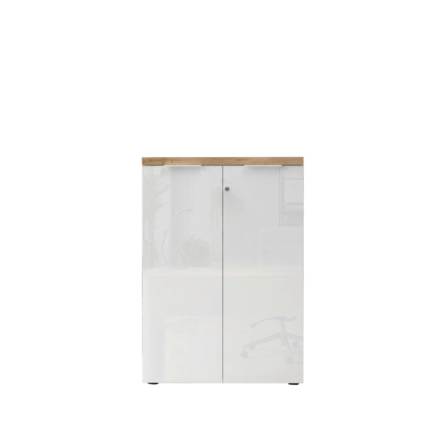 Based Schrank Easy Office Eichefarben/Weiß Hochglanz