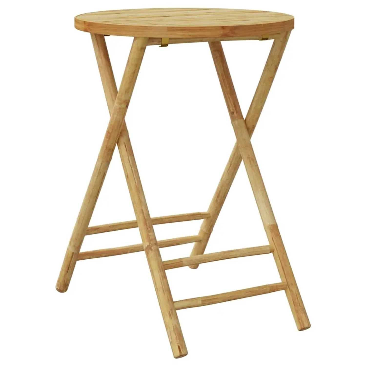 Klappbarer Bistrotisch aus Bambus, Teil des 3-tlg. vidaXL Gartenmöbel Sets.