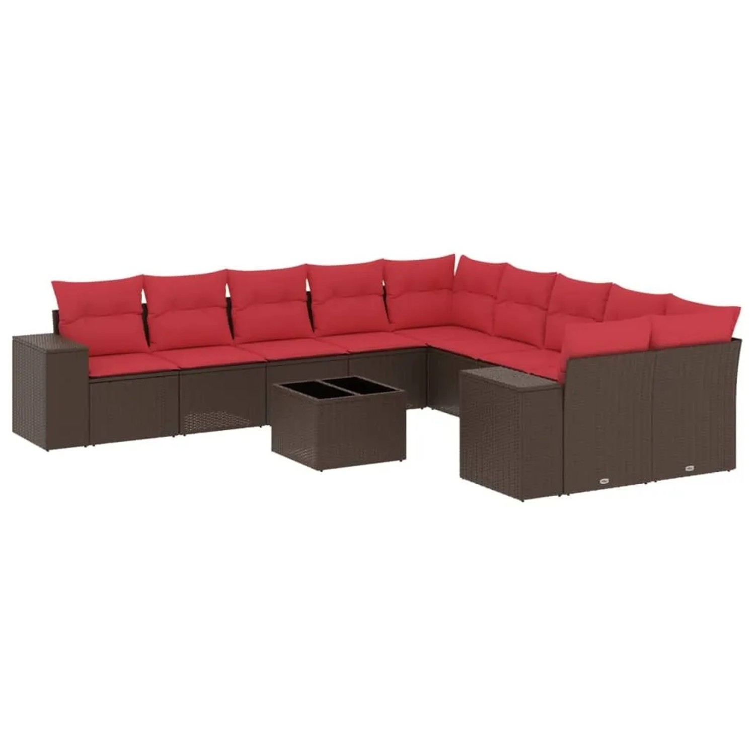 vidaXL 11-Tlg Gartensofa-Set mit Kissen Braun Polyrattan 3223123 günstig online kaufen