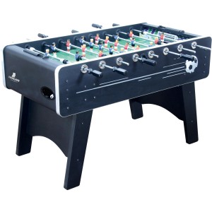 Schwarzer Cougar Arena Fußballtisch mit Spielfiguren und Bällen für Spiel & Spaß.