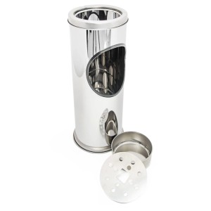Relaxdays Standaschenbecher aus Edelstahl, silber, mit Mülleimer. 2-in-1 Haushaltshelfer, Aschebehälter entnommen.