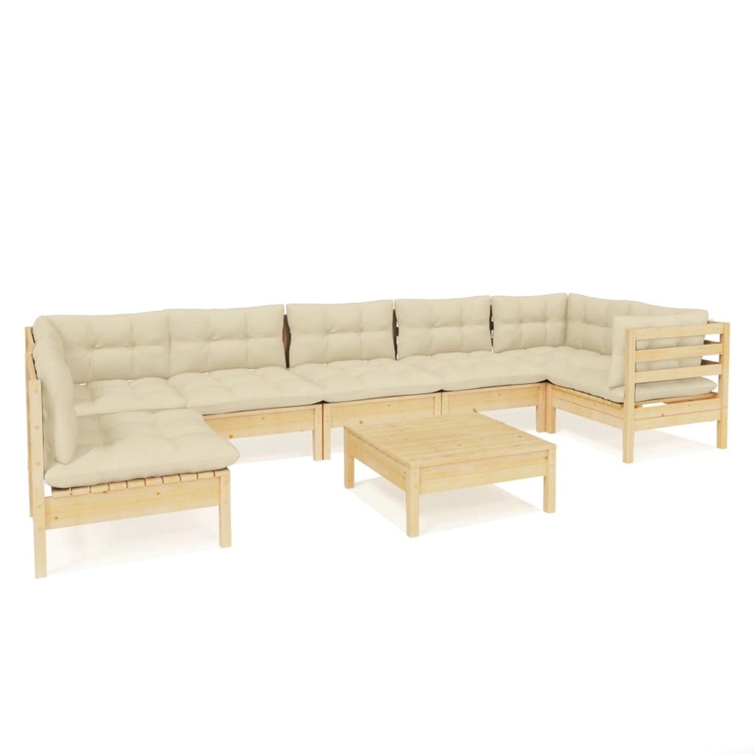 vidaXL 8-tlg Garten-Lounge-Set mit Creme Kissen Kiefernholz Modell 8 günstig online kaufen