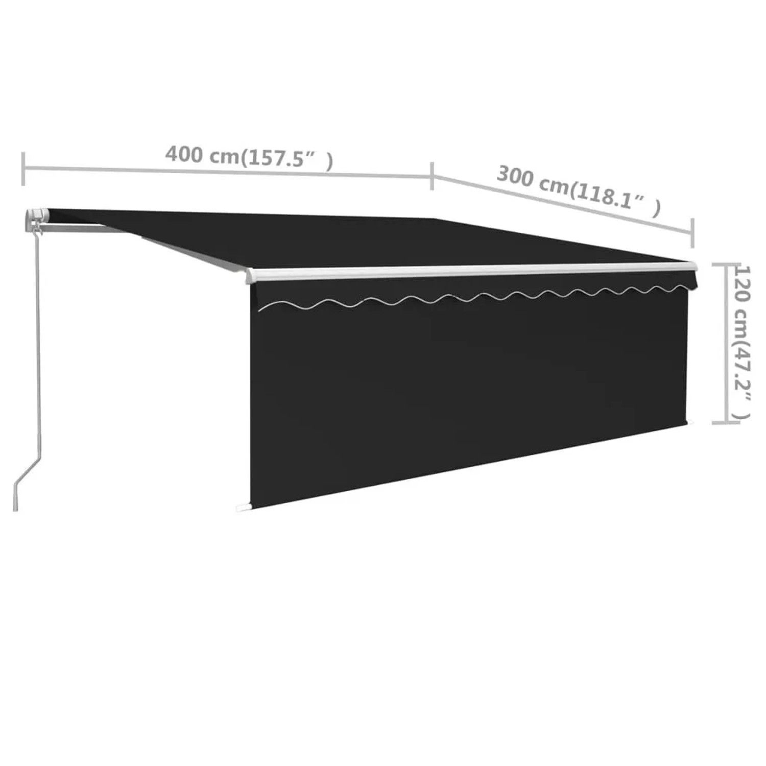 vidaXL Markise Manuell Einziehbar mit Rollo 4x3 m Anthrazit 3069299_7