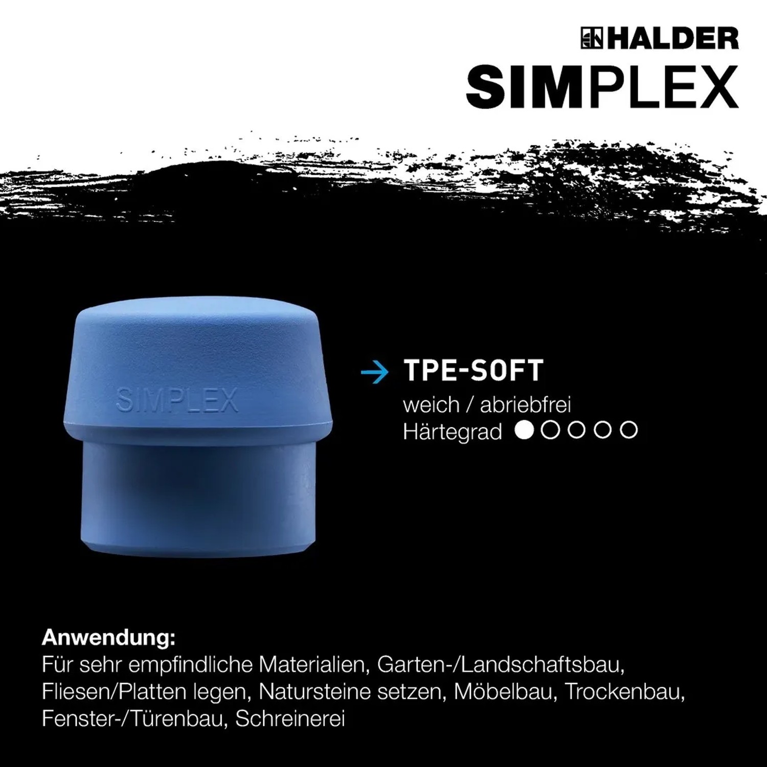 Blauer Halder Simplex TPE-soft Schonhammer-Einsatz, weich und abriebfrei, Ø 40 mm.