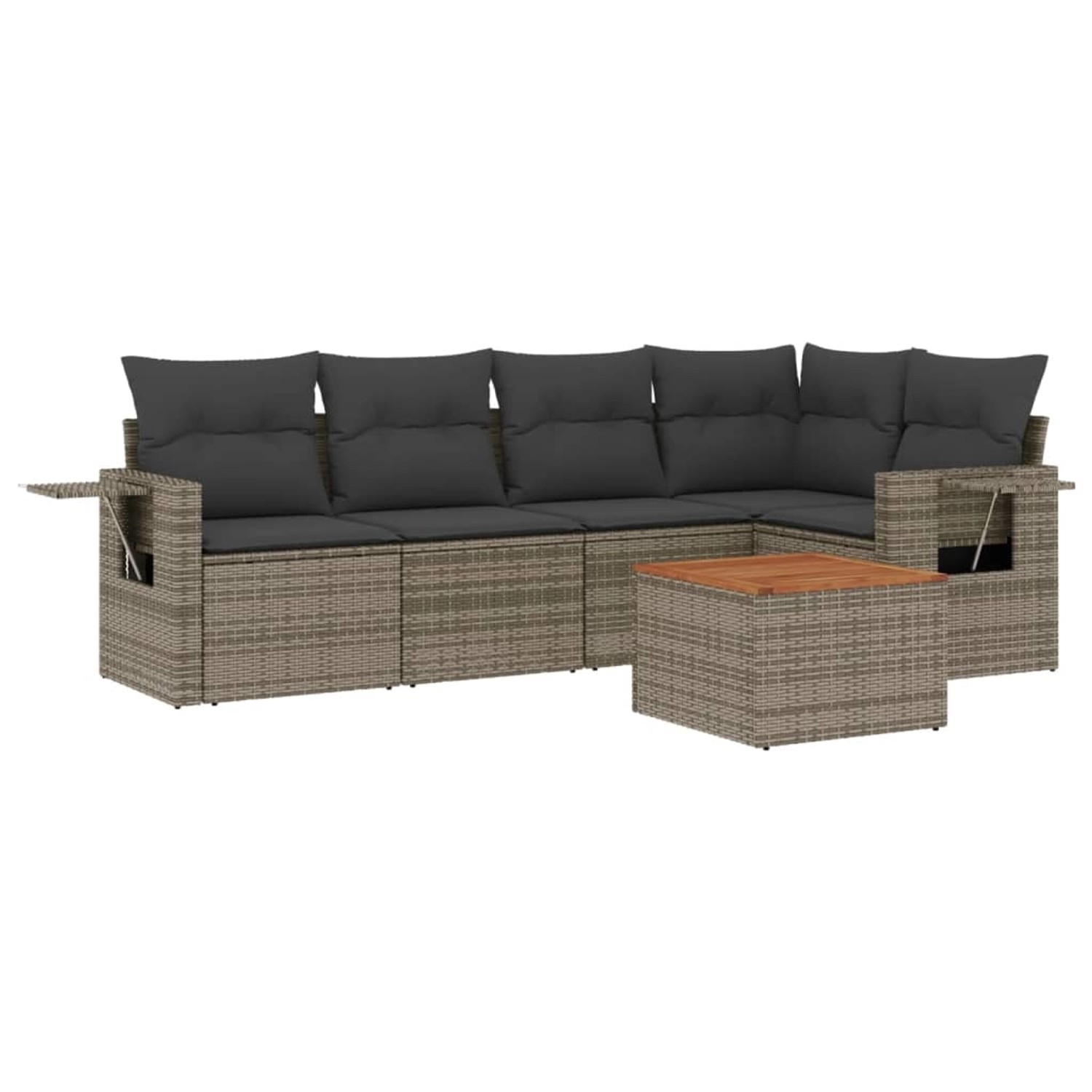vidaXL 6-Tlg Garten-Sofagarnitur mit Kissen Grau Poly Rattan 3256886 günstig online kaufen