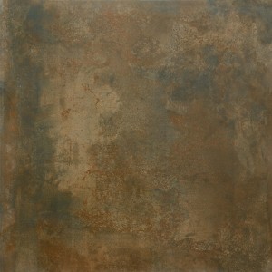 Quadratische, kupferfarbene Feinsteinzeug Bodenfliese mit glasierter Lappato Oberfläche.