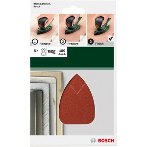 Bosch Multischleifblätter DIY K180, 5er-Pack für Multischleifer. Körnung 180.
