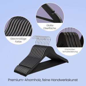 Songmics Kleiderbügel-Set Cason Holz Schwarz 10-teilig