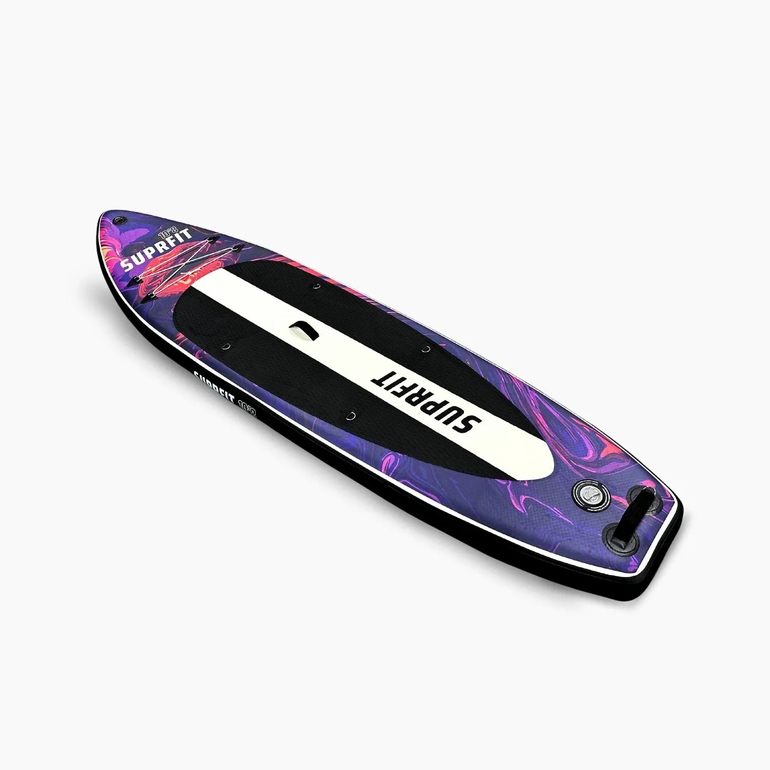 Suprfit Stand-Up Paddling Board Vibrant Lips. Aufblasbares SUP Board in lila-pinkem Design mit schwarzem Anti-Rutsch-Pad.