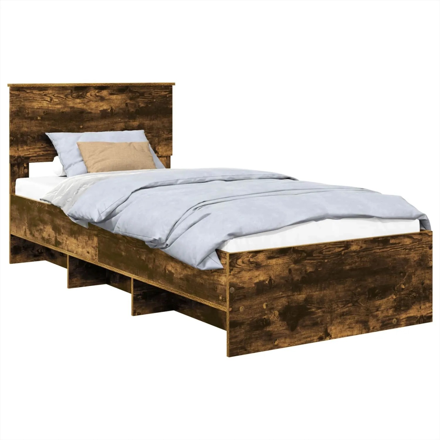 vidaXL Bettrahmen Geräucherte Eiche 90 x 200 cm Holzwerkstoff 3408897