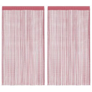 Zwei rosa Fadenvorhänge, je 100x250 cm, mit Stangentasche für Fenstervorhänge.