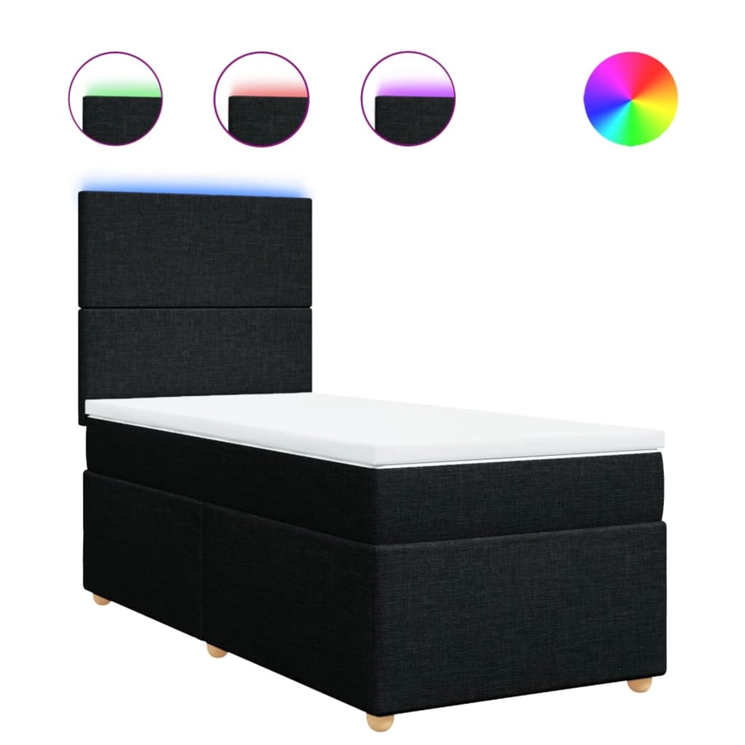 vidaXL Boxspringbett mit Matratze Schwarz 100x200 cm Stoff 3293486 günstig online kaufen