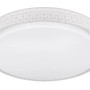 Weiße LED-Deckenleuchte Ovi, Ø 40 cm, mit Acryl Opal Sparkle und Kunststoffkristallen.