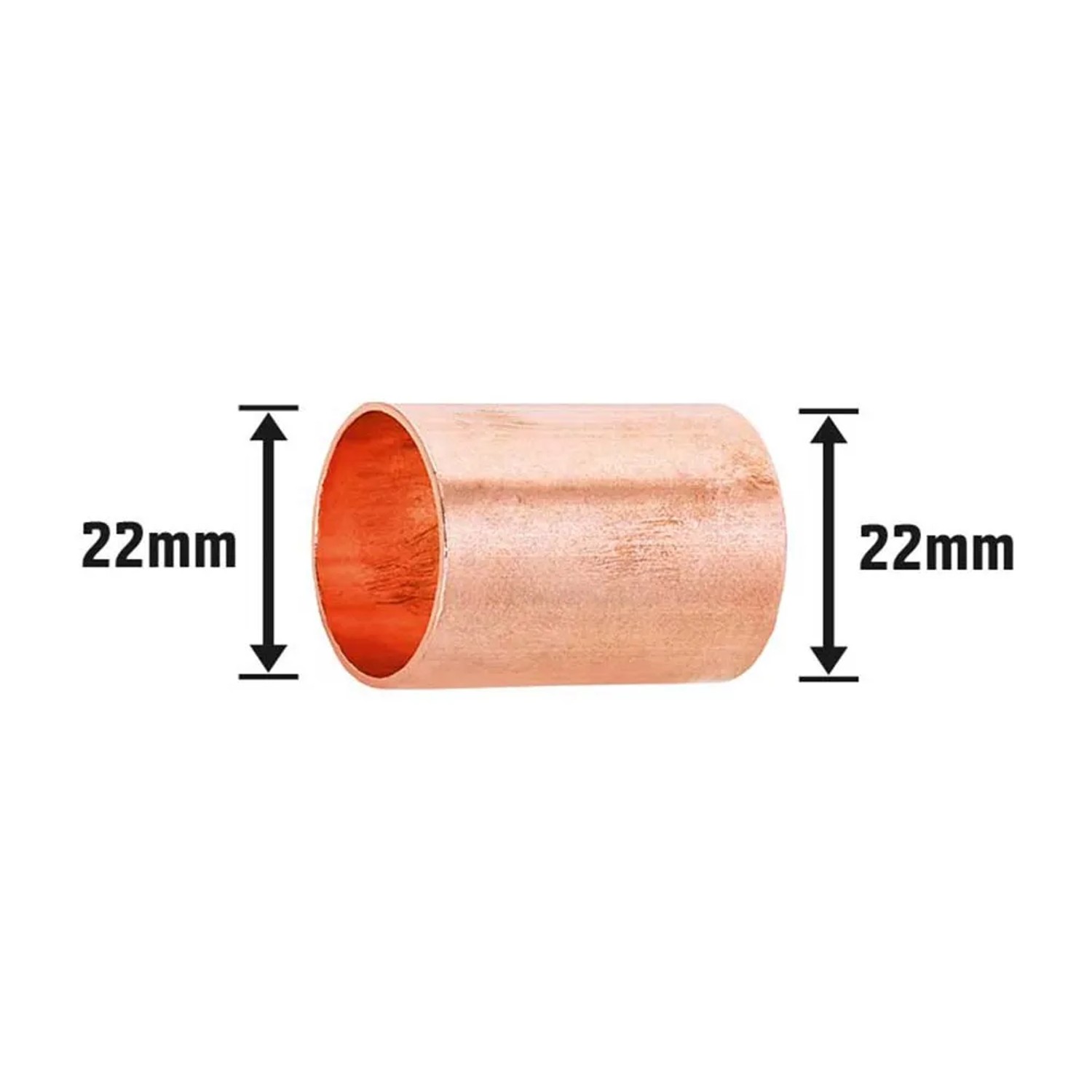 Kupfer Löt-Muffe, Ø 22mm, geeignet zur Verbindung von Kupferrohren, 10 Stück