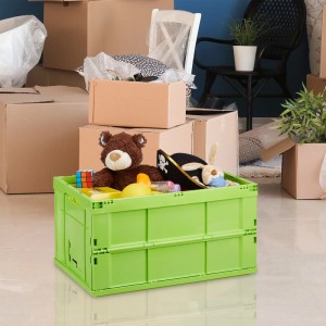 Relaxdays Klappbox Polypropylen Grün Stabil Stapelbar 31,5 cm x 58,5 cm x 40 cm