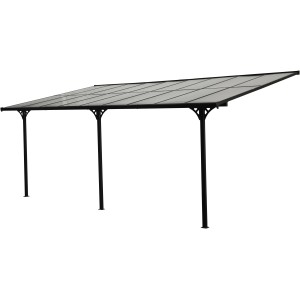 Schwarzes Westmann Terrassendach aus Aluminium, 556x300 cm, mit Doppelstegplatten.