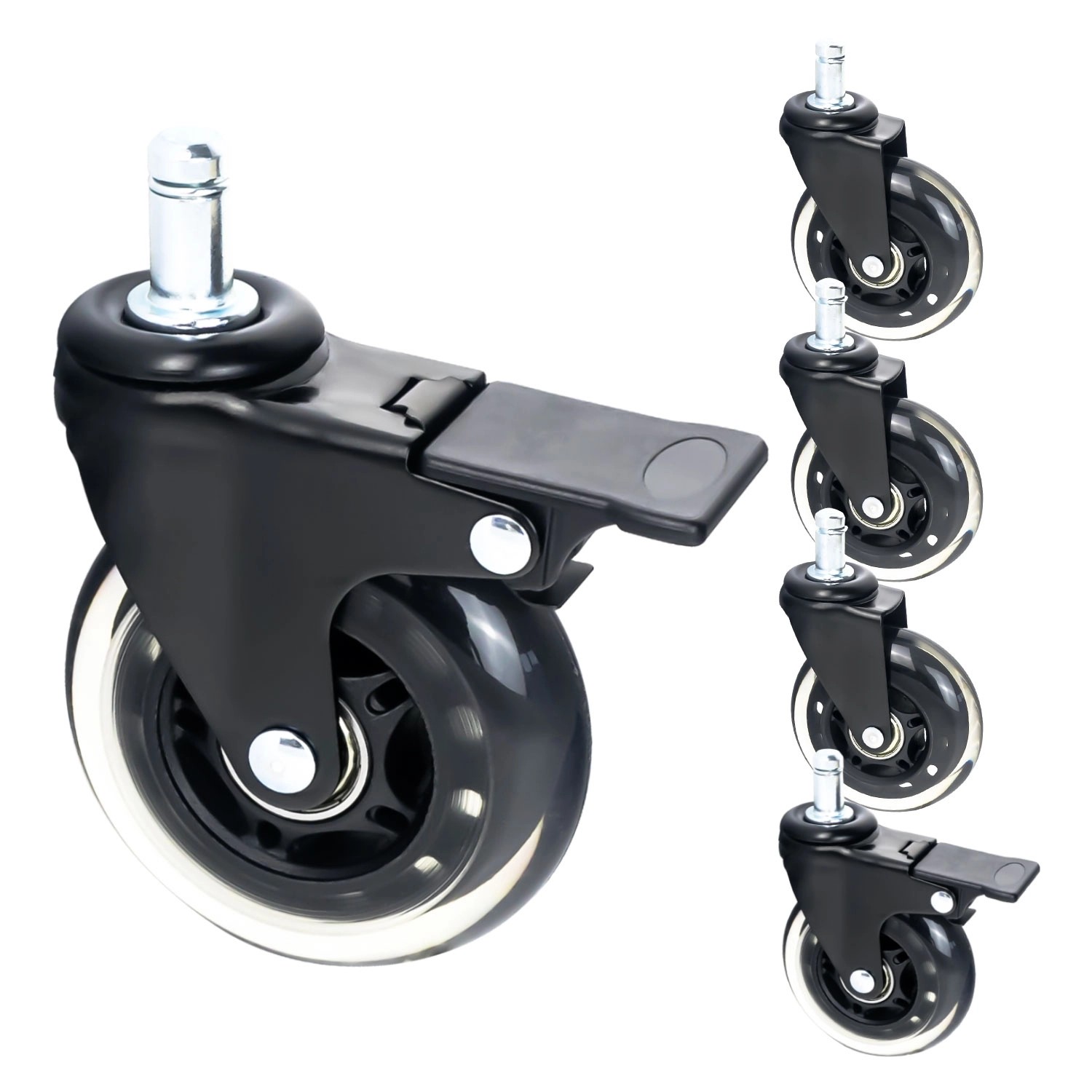 HMF 6810 Bürostuhl Rollen 5er Set 11 mm Schwarz