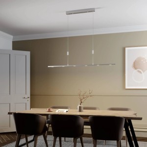 Moderne, dimmbare LED Pendelleuchte Lucande Arnik aus Alu, 6-flammig für Wohnzimmer.