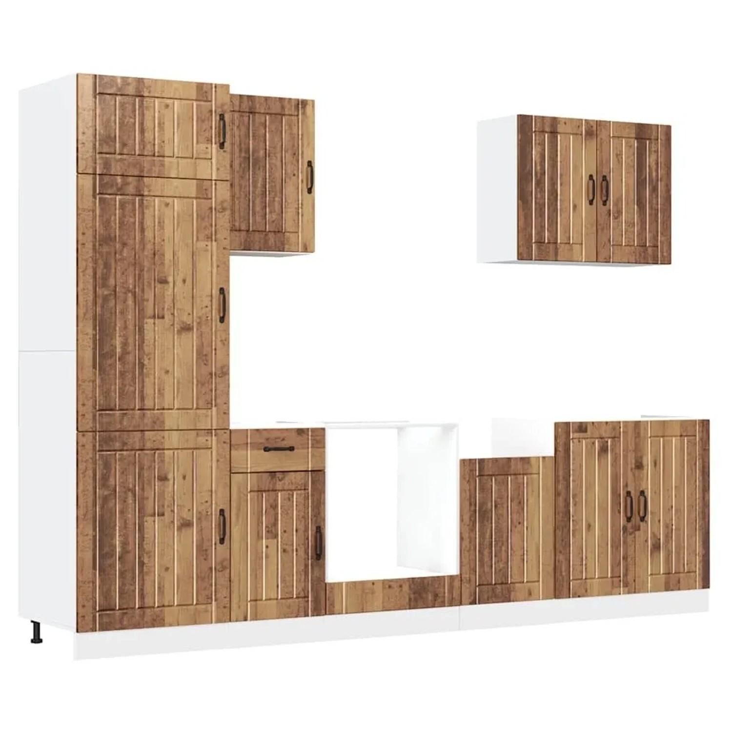 vidaXL 7 Tlg Küchenschrank-Set Lucca Altholz-Optik Holzwerkstoff 3314779 günstig online kaufen