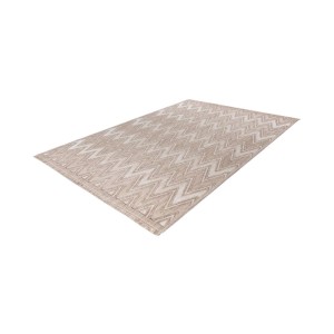 MeGusta Kurzflor Teppich Carmen, 80x150 cm, beige mit modernem Zickzack-Muster.