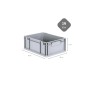 Graue PROREGAL Eurobox Nextgen Economy, 16 Liter, mit Maßangaben. Aufbewahrungsbox für Industrie und Gewerbe.