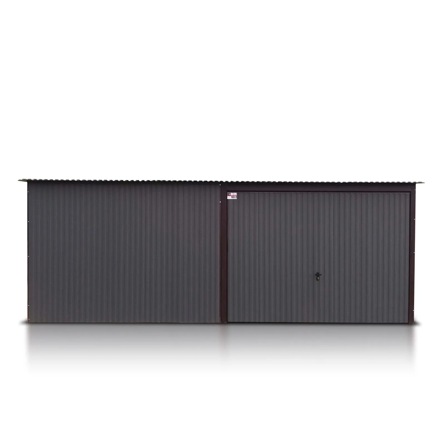 Liderstal Gerätehaus Standard aus Blech 600 x 500 cm Pultdach Metallgarage Graphit Vertikalprofil