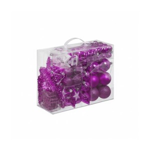 Relaxdays Weihnachtskugeln Polystyrol Pink 100er Set mit Aufbewahrungsbox