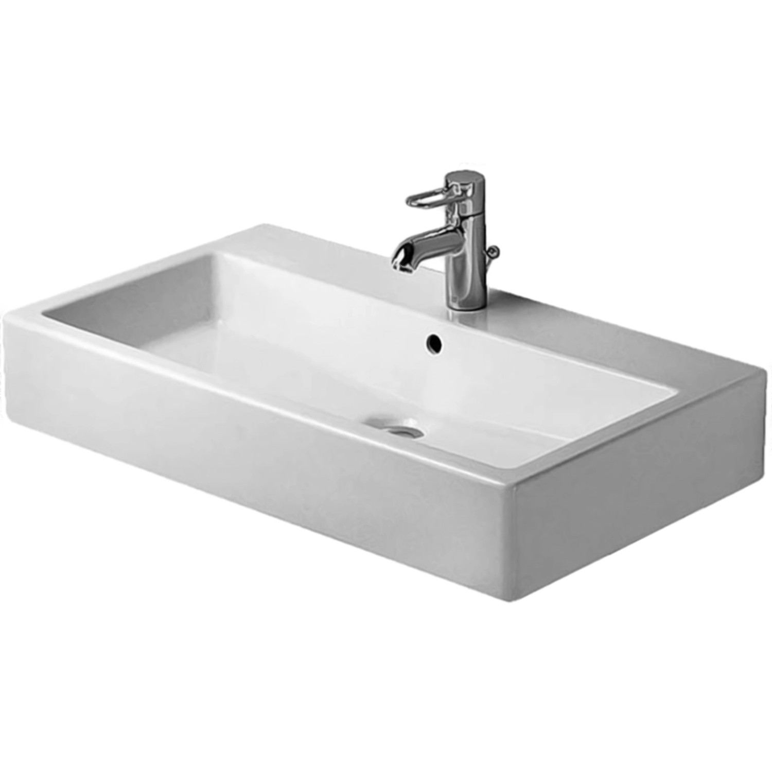 Duravit Waschbecken Vero 80 cm Weiß Geschliffen mit Überlauf 1 Hahnloch