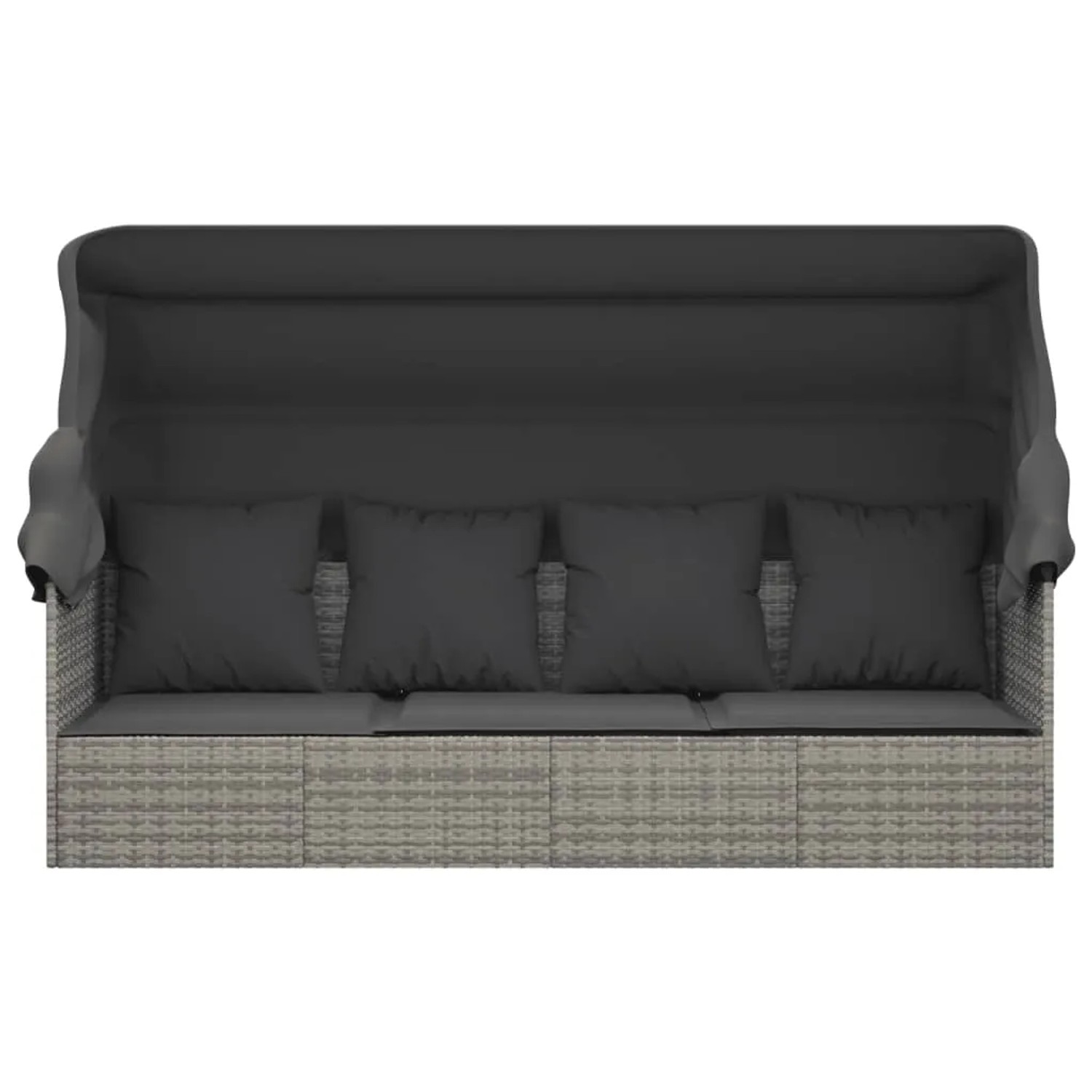 vidaXL Outdoor-Loungebett mit Dach und Kissen Grau Poly Rattan 319568_5