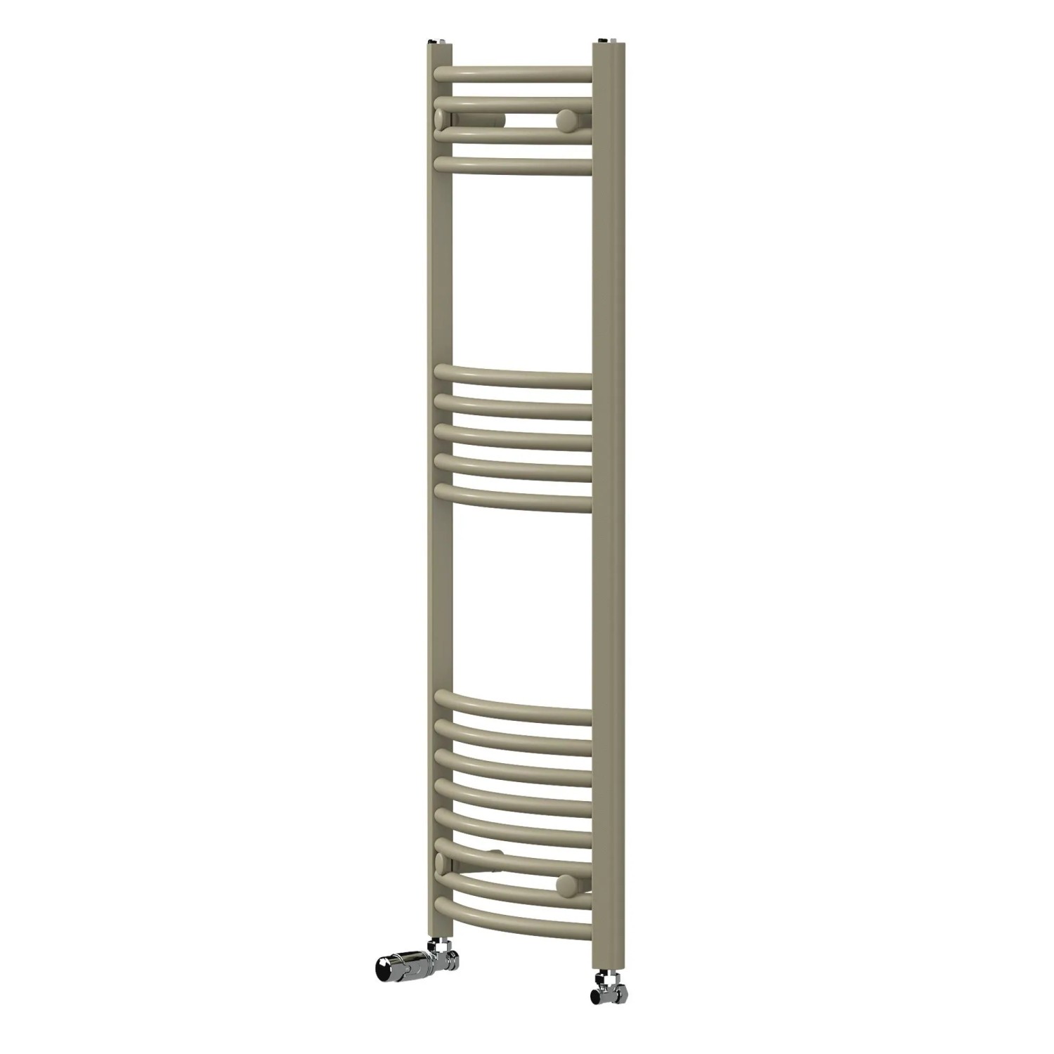 LuxeBath Handtuchheizkörper 400 x 1200 mm Beige mit Thermostatventil Badheizkörper Gebogen Seitenanschluss