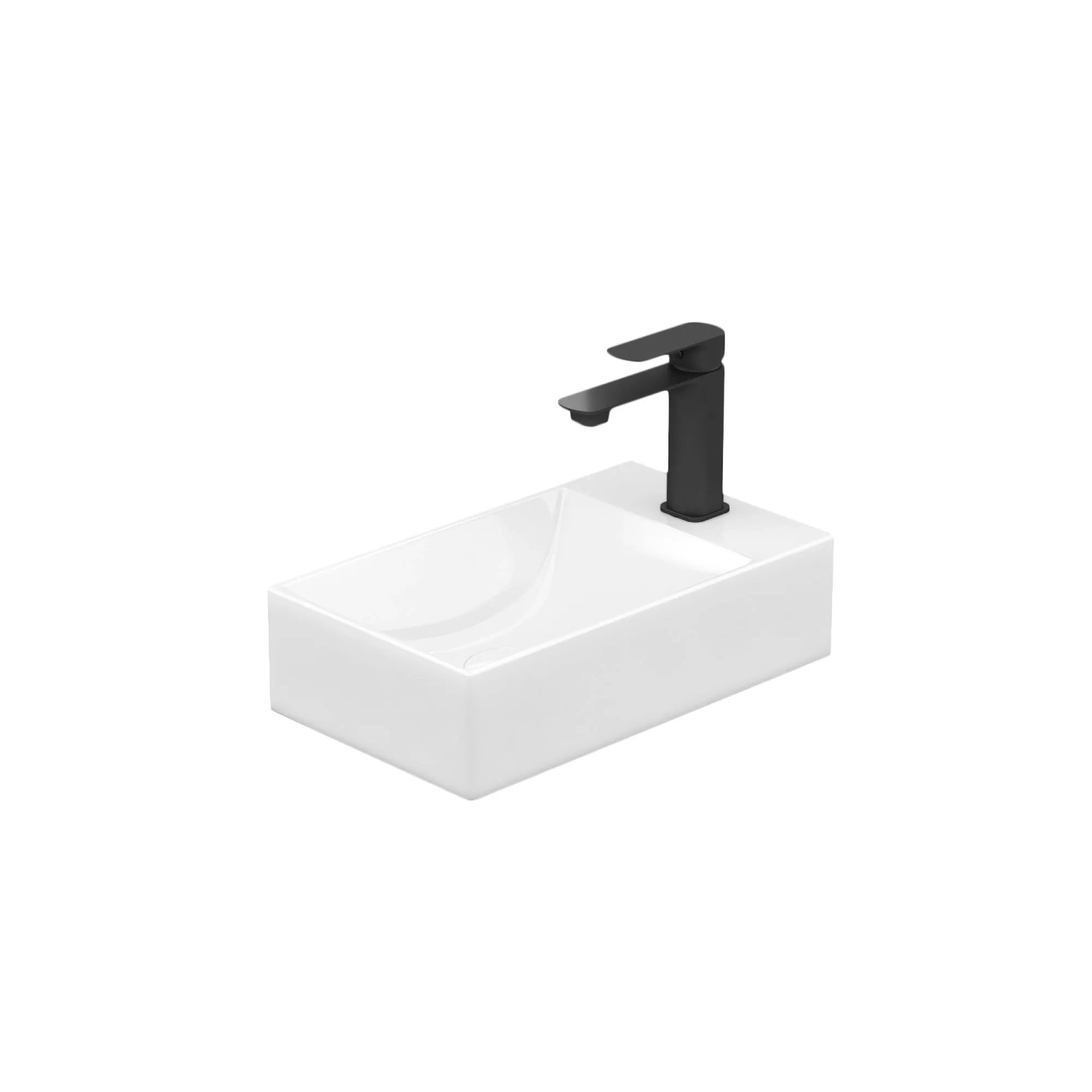 Emke Wandwaschbecken Keramik 38 × 22 cm Kompaktes Handwaschbecken Wandmontage Weiß