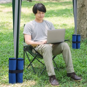 Relaxdays Pavillon Sandsäcke 4er Set Polyester Blau Wasserdicht Befüllbar 40 cm x 42 cm x 1,5 cm